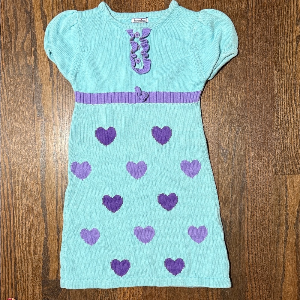 Hartstrings Aqua and Purple Heart Dress